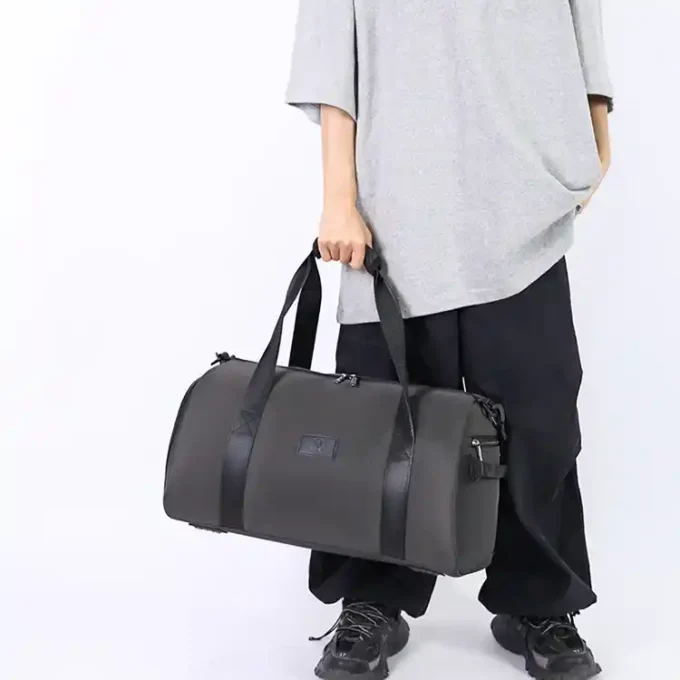 Casual Travel Duffel Bag with Shoulder Strap Gray