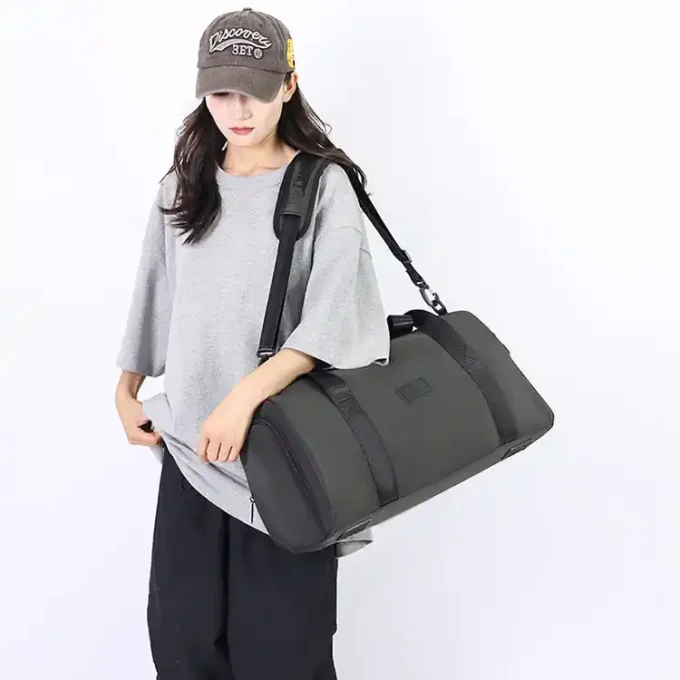 Casual Travel Duffel Bag with Shoulder Strap Gray