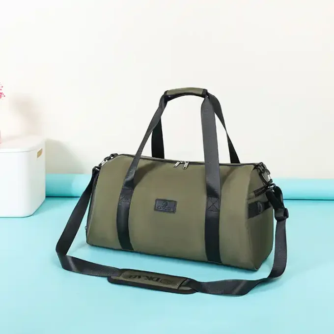 Casual Travel Duffel Bag with Shoulder Strap - Mustard Green