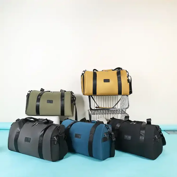 Casual Travel Duffel Bag with Shoulder Strap - Mustard Green
