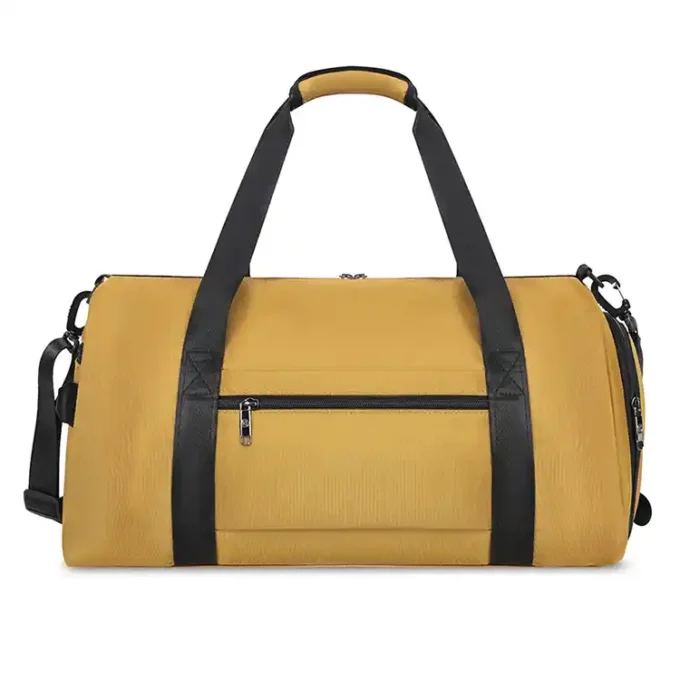 Casual Travel Duffel Bag with Shoulder Strap - Mustard Yellow