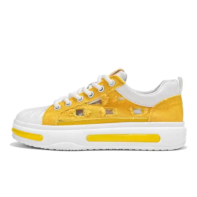 breathable casual canvas flat shoes yellow